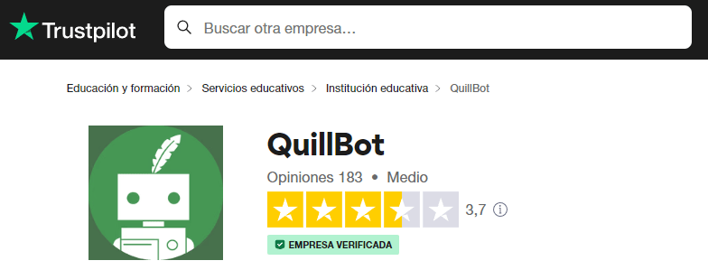 calificacion de quillbot en truspilot